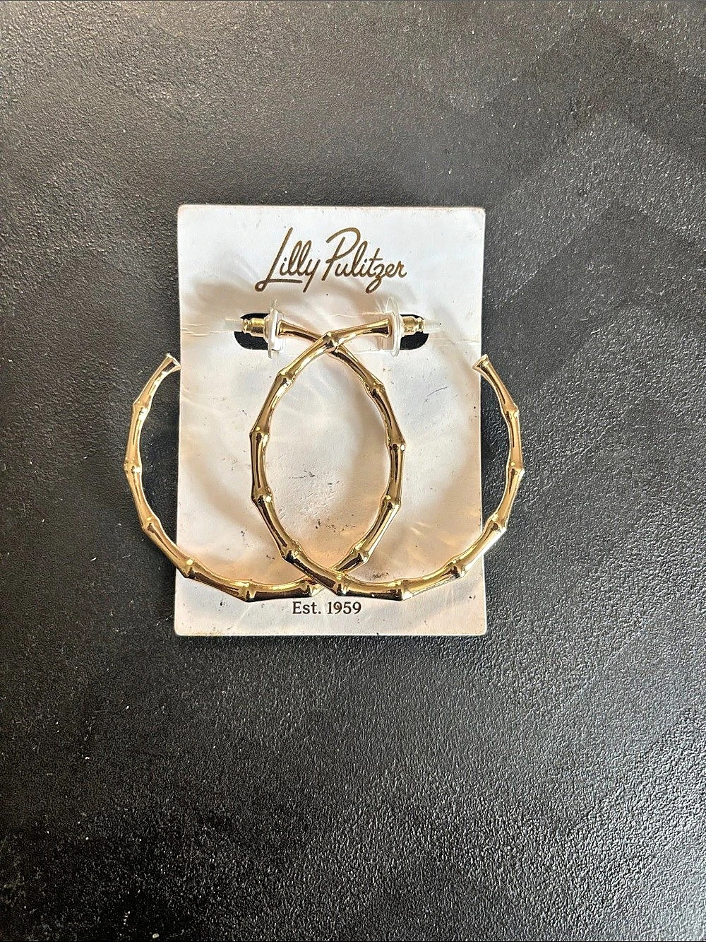 Lilly Pulitzer Bamboo Forest Hoop Earrings Gold Hoop Earrings NWT